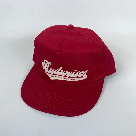 P‎ Baseball Cap Mens One Size Red Budweiser King Of Beers Printed Strapbaack - Picture 1 of 7